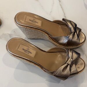 Valentino Garavani Metallic Wedge Sandals